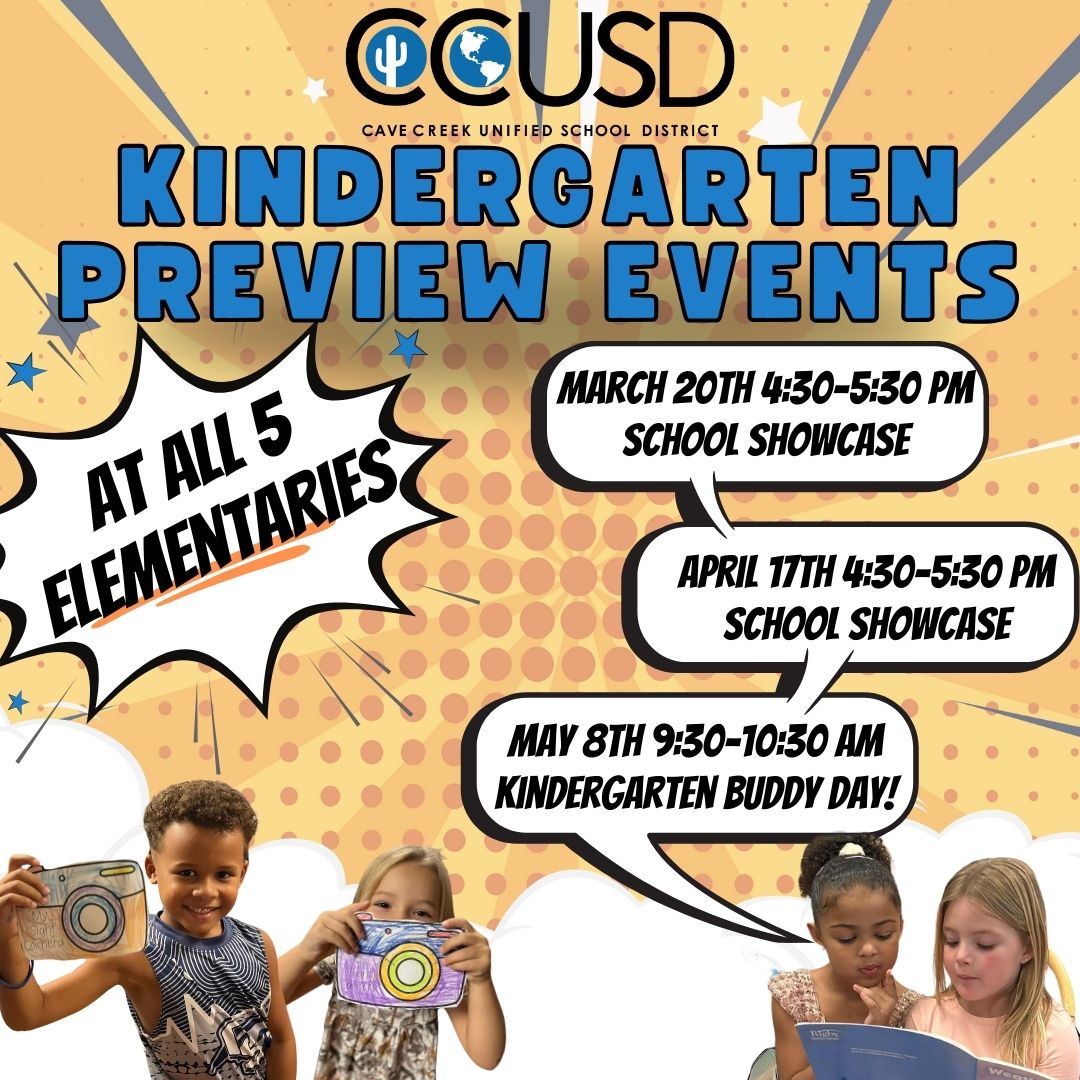Our next Future Falcon Kindergarten preview event this Wednesday! March 20th from 4:30-5:30pm visit any of our 5 elementary campuses and take part in an activity that highlights the unique offering at that school. We can't wait to see you there! #ccusd93 #InspireExcellence