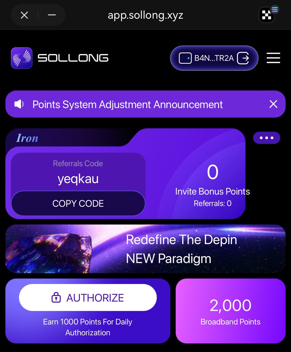 KeyserX's tweet photo. Sollong Airdrop 

$0 cost &amp; 2mins
Points Converts to $SOLG
1️⃣Register Link :
https://t.co/1MoMhaBe3a
2️⃣Connect Phantom Wallet
3️⃣Enter Code : yeqkau
4️⃣Click ''AUTHORIZE'' Daily for 1k points
(Make sure 0.1 sol at least in your wallet) https://t.co/us8sCIzYkS