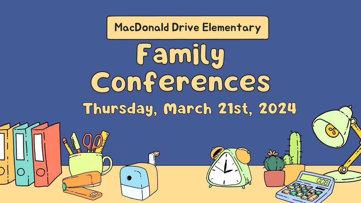 We look forward to our term two family conferences on Thursday, March 21st, 2024. You can book a time using the links sent out via email. Please contact the school if you need any assistance. Reminder: Students will be dismissed at 12pm.