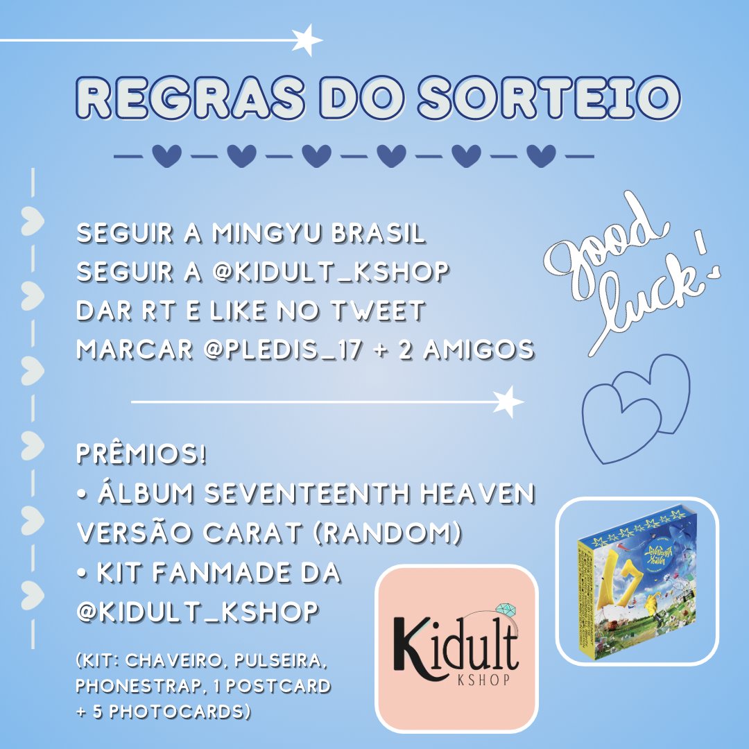 BrasilMingyu's tweet photo. [🚨] SORTEIO 🎂✨️

Em comemoração ao aniversário do Mingyu, estaremos fazendo o sorteio do álbum Seventeen Heaven versão carat  (random) + kit fanmade

Para participar leiam atentamente as regras no banner :

#MINGYU #민규 #SEVENTEEN @pledis_17 https://t.co/1D1KbHCvmO
