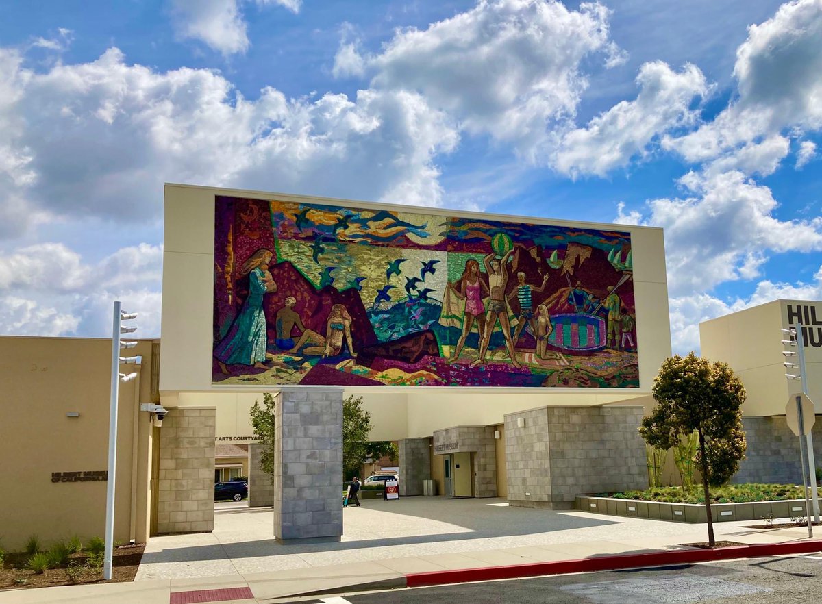 For those who may be wondering what ever happened to the Millard Sheets mural that was on the front of the Home Savings & Loan Association branch that was on Wilshire and 26th in Santa Monica, it's now on the Hilbert Museum in Orange CA. laist.com/news/la-histor…