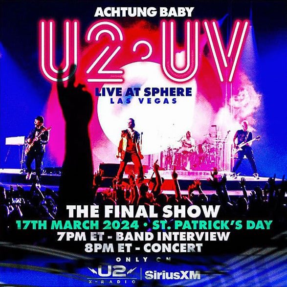 yapeze's tweet photo. U2 - Last night at Sphere
02/03/2024
Sirius XM broadcast

https://t.co/SEuElWn7X5

Formatos: mp3, FLAC, Apple lossless

#U2 #U2UVSphere https://t.co/qDfJJhoRjT