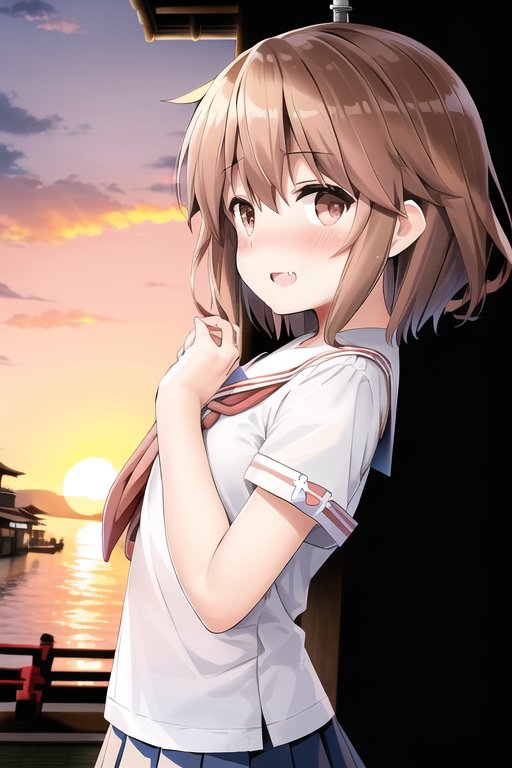 ikazuchi (kancolle) 1girl solo looking at viewer blush smile open mouth short hair  illustration images