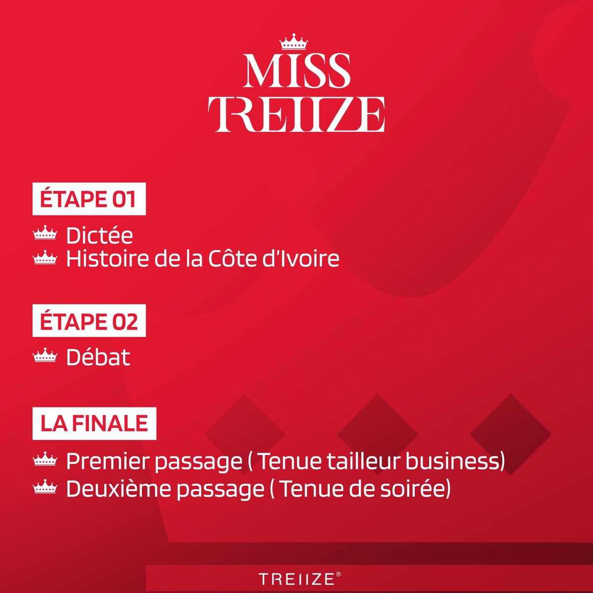 TREIIZE13_'s tweet photo. La première etape débute ce Samedi 16 Mars. 
Restez branchés pour découvrir ce nouveau concept de concours de Miss. 

La Finale est prévue pour le 13 Avril lors de notre cérémonie annuelle de récompenses “HALL OF FAME”. https://t.co/u1TXIPAfQH