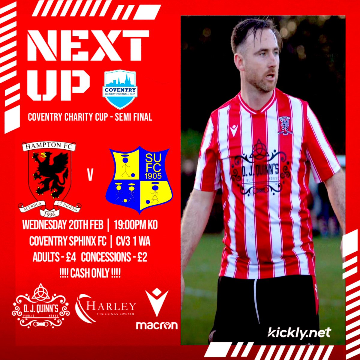 This Wednesday night!!

<a href="/SouthamUnitedFC/">Southam United</a> 
<a href="/MidlandLeague/">Capelli Sport Midland Football League</a>