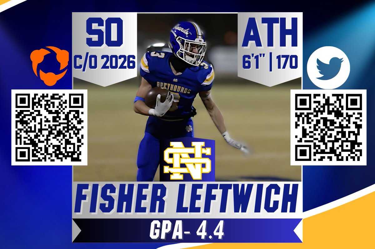 2026 WR FISHER LEFTWICH- 🐥-@whoknowsfisher 📐- 6’1 | 170lbs 🧠- 4.4 GPA 🏃- 4.6 40 | All FH2A Outdoor Track 🏋️‍♂️- 325lbs Squat | 215lbs Bench 🐶- All FH2A WR | 3 Sport Athlete 🎥- hudl.com/v/2MMsRj