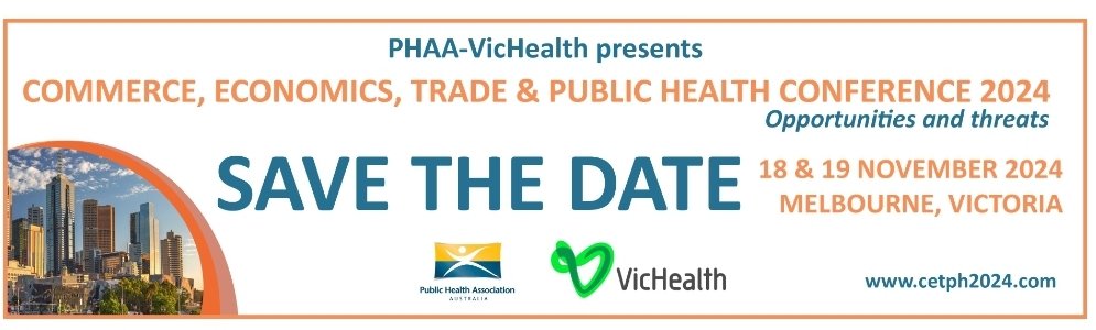 Save the Date!!! Economics, Trade & Public Health Conference, Melbourne, Nov 18-19, 2024. Themes incl: #FTAs #IIAs & health, #CDoH and political determinants of health, #wellbeingeconomy, #financialization, global, regional, #localgovernance 4 health. 👇cetph2024.com