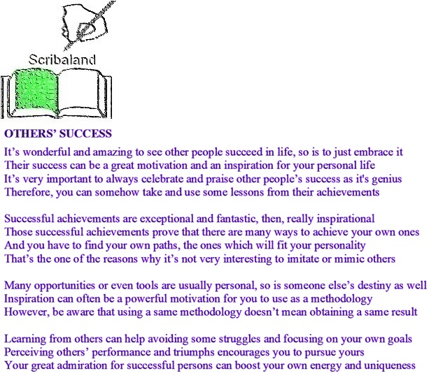 scribaland1's tweet photo. #Scribaland1 OTHERS’ SUCCESS
Other people’ success is an inspiration for another! Just praise them!#student #students #study #sum #talent #talents #talented #teach #teacher #teachers #poem #poems #poet #poets #poetry #poetries #poetic #readinggroup #writinggroups #author #lecture https://t.co/zruODyJU2P