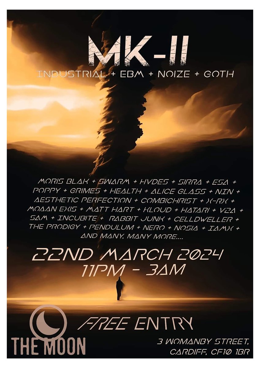 Thu 21.03
WALES V FINLAND
We'll be open from 2pm ahead of the game!
🩷
Fri 22.03 (early)
THE STRAY PURSUIT, STONE DEAF
KINZ, THE LOST CAUSE
7pm 18+ £5/8 Indie alt rock
💛
Fri 22.03 (late)
MK: industrial ebm noize goth clubnight
11pm-3am 18+ FREE!
👇