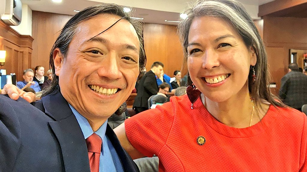 alaskascott's tweet image. Smiles now in Joint Session but prepare for debate for SB140 to improve education. Bill passed 56-3 and was vetoed by the Governor. Now it is up to the #akleg branch to override. Time to move on! #RedForEd