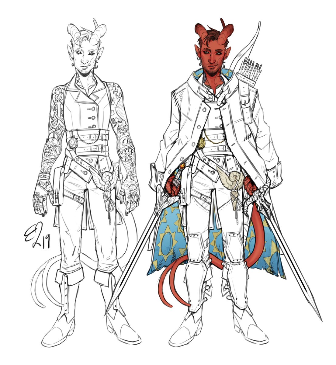 this is maybe not a huge one but my boy kit (bloodhunter paladin tiefling) is missing two fingers on his right hand and i love that it's the opposite two of where i lost feeling to**. its small and a little silly coincidence but it makes me smile 