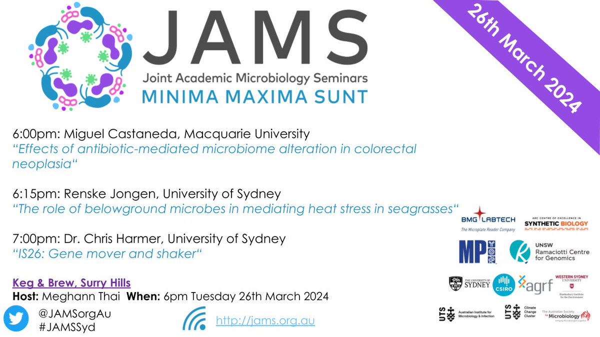 Come join us in March for talks from some fantastic sydney based microbiologists. 📍Keg & Brew Surry Hills 🗓️ Tuesday 26th March, 6pm