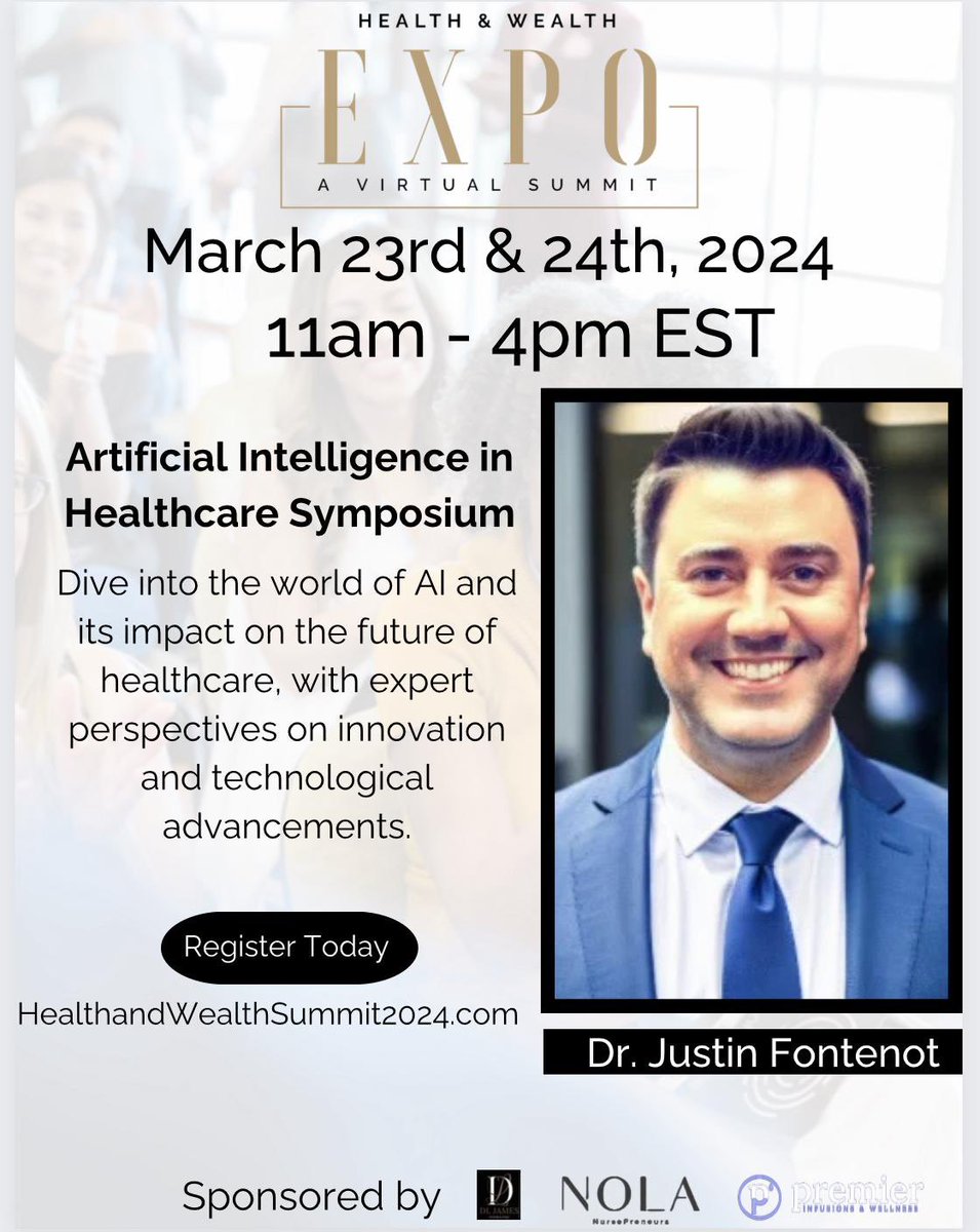 If you'd like to learn a little more about AI in healthcare, the virtual Health and Wealth Summit is for you! The summit aims to examine issues at the intersection of health and wealth. Register today at no cost!