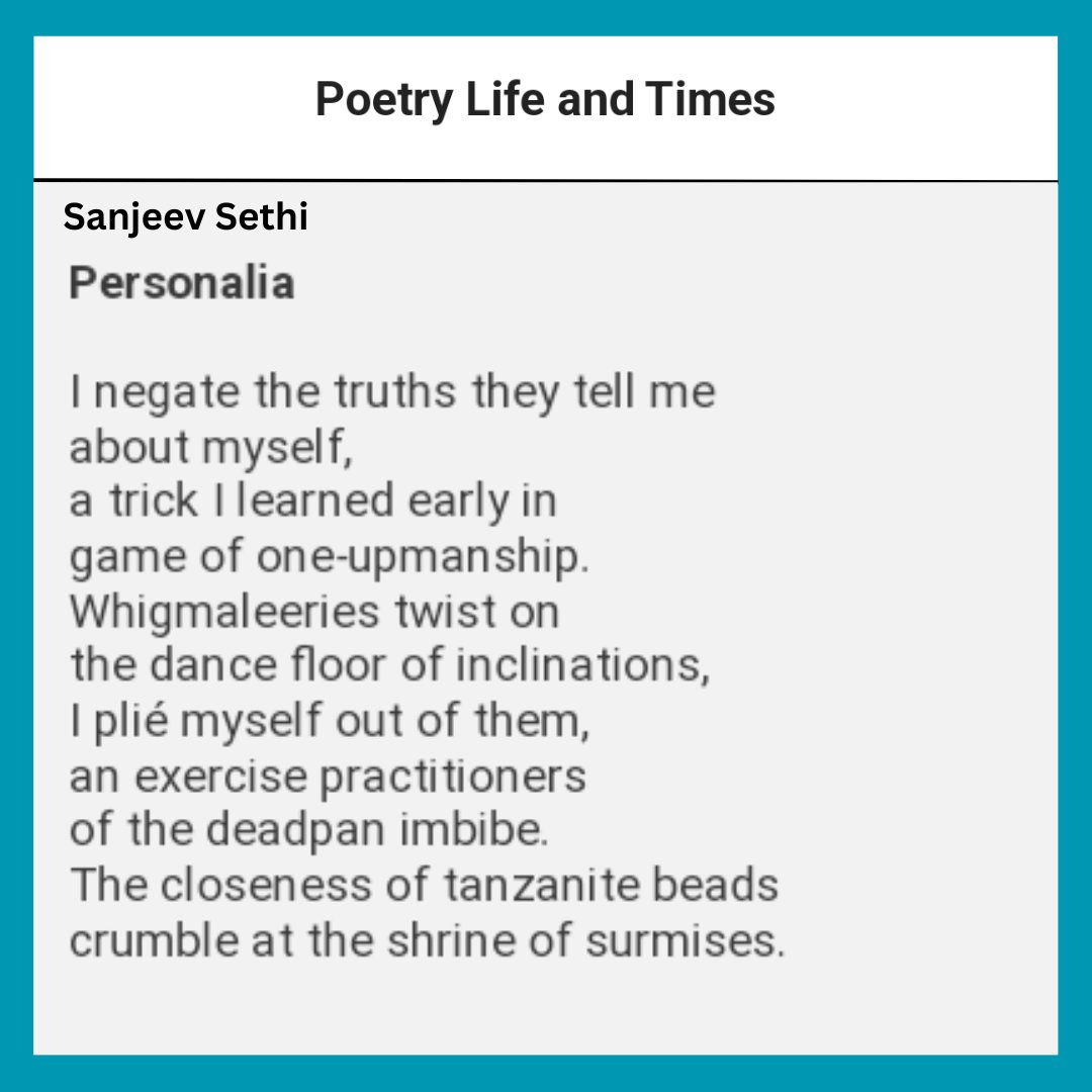 Poetry Life and Times, based in Spain, has published four poems from my sixth book of poetry, Strokes of Solace (CLASSIX, an imprint of Hawakal, New Delhi, 2022). This is the third poem I am posting—warm thanks to Robin Ouzman Hislop.