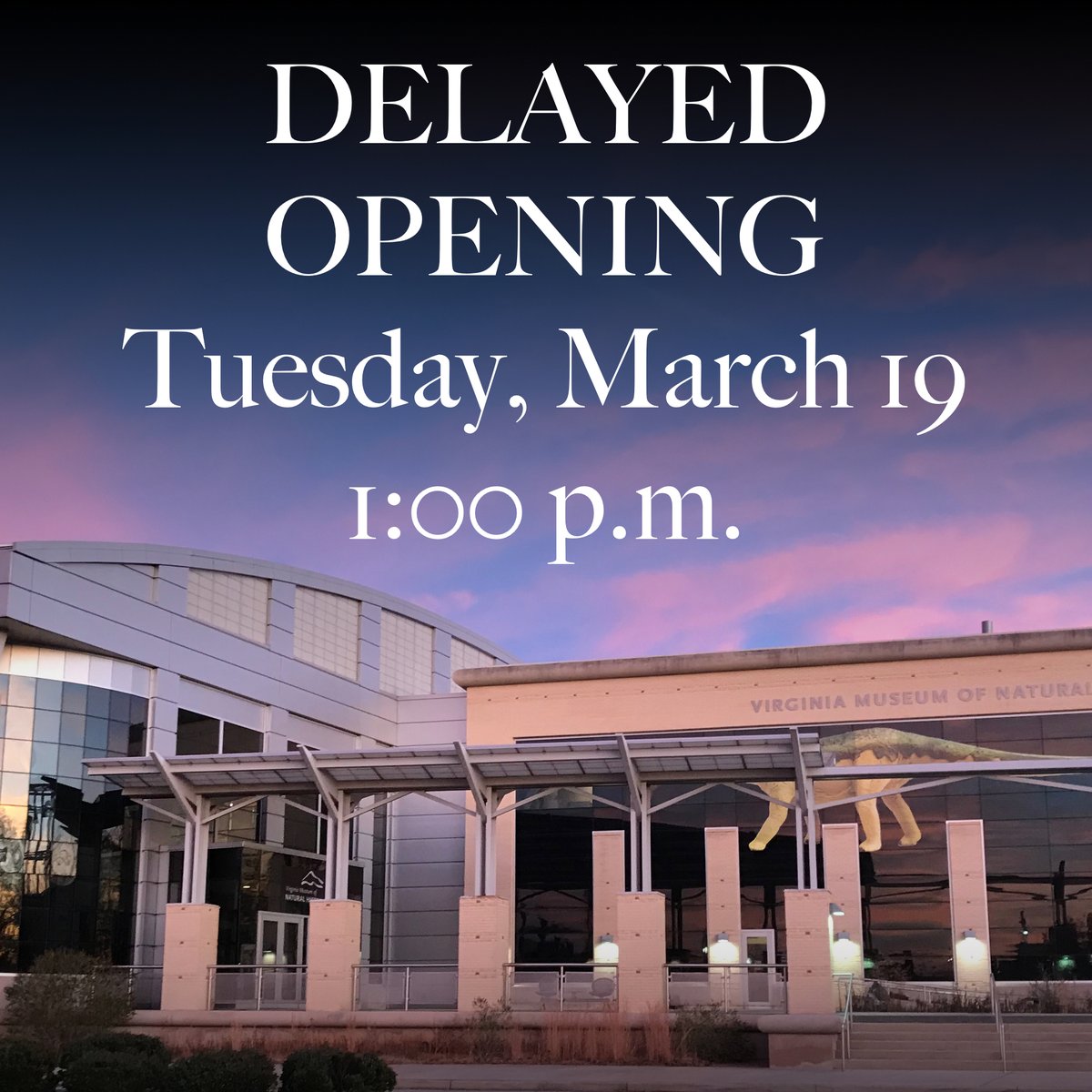 VMNH will have a delayed public opening on Tuesday, March 19 at 1 p.m. due to a museum maintenance project. Thank you for your understanding!