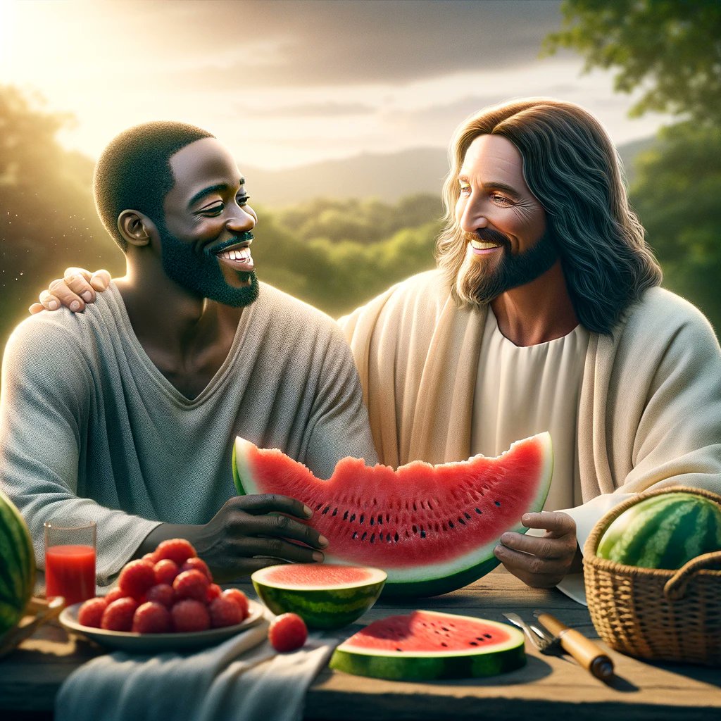 Would you share some watermelon with Jesus? I know that I would. watermelon is one of the greatest miracles of Christ and we should all share some watermelon with our loved ones.