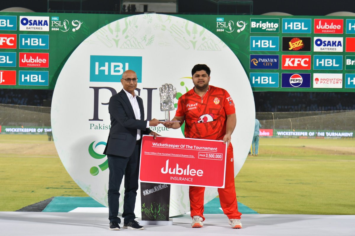 thePSLt20's tweet photo. Congratulating the top performers of #HBLPSL9 👏

Player of the final – Imad Wasim 
Emerging Player of the Tournament – Muhammad Irfan Khan 
All-Rounder of the Tournament – Saim Ayub 
Fielder of the Tournament – Muhammad Irfan Khan 
Wicketkeeper of the Tournament – Azam Khan 
Bowler of the Tournament – Usama Mir 
Batter of the Tournament – Usman Khan
HBL - Player of the Tournament – Shadab Khan
Spirit of Cricket Award – Peshawar Zalmi
Umpire of the Tournament – Asif Yaqoob

#HBLPSLFinal | #KhulKeKhel | #MSvIU