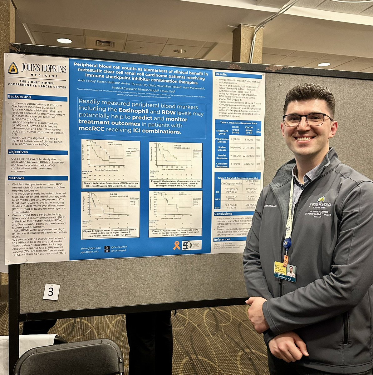 FeinajArdit's tweet photo. Grateful for the opportunity to present our work at the @hopkinskimmel Centerwide Retreat today! It was great to reconnect with friends and meet inspiring people! 

#SKCCC #CancerResearch #KidneyCancerAwarenessMonth https://t.co/SZiPI4ZmAq