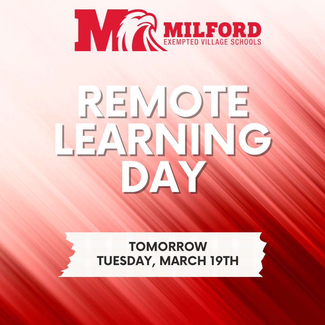 Just a reminder Eagles…tomorrow is a Remote Learning Day!