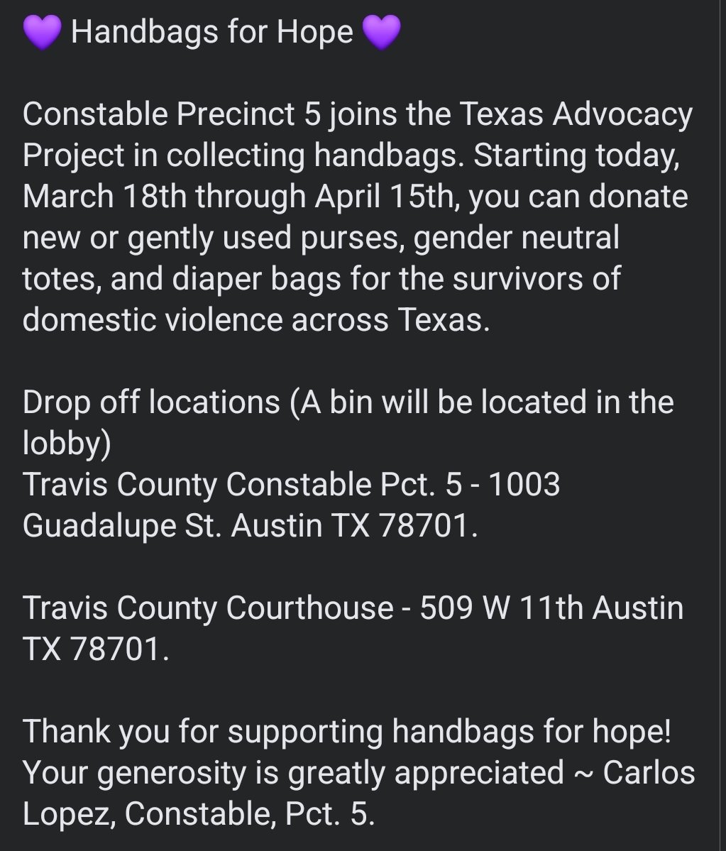 pct_as's tweet photo. 💜 Handbags for Hope 💜

#texasadvocacyproject 
https://t.co/Jwse3KfeMP https://t.co/BjV0ttBPd7