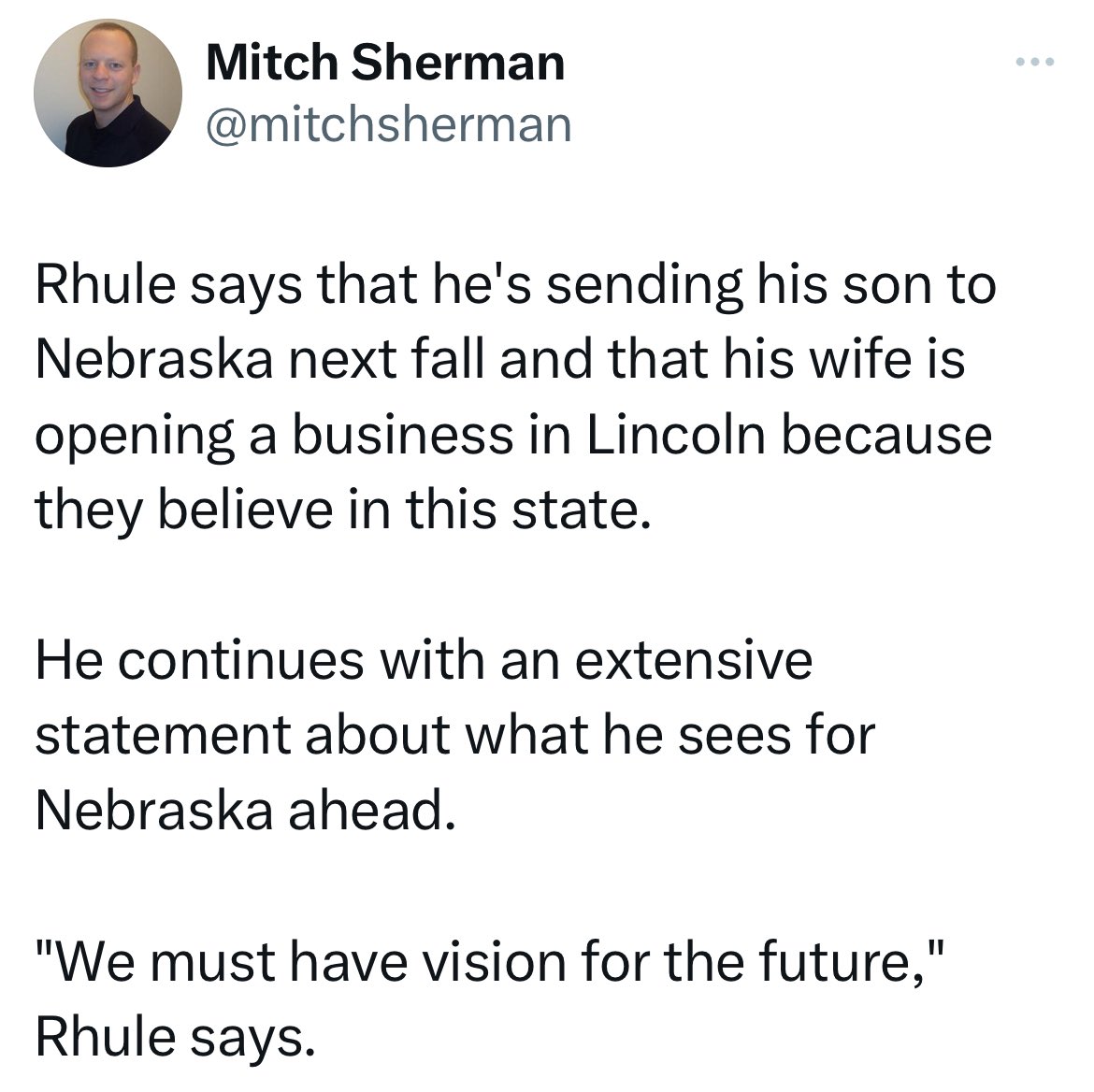 AdamCarriker94's tweet image. I’ve always agreed with the saying, that actions speak louder than words. The fact that Matt Rhule’s wife is opening a business in Lincoln &amp;amp; Rhule’s son is going to Nebraska next year, is what sticks out to me &amp;amp; it’s exactly what Husker fans needed to hear.

via @mitchsherman