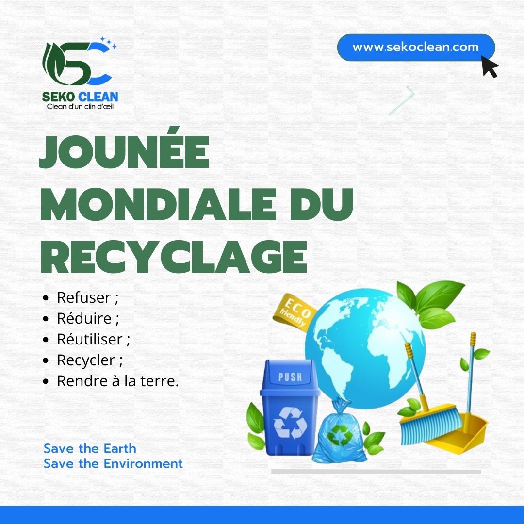 Aujourd'hui, c'est la Journée Mondiale du Recyclage !
Chez @SekocleanHT, nous croyons en la puissance des petits gestes éco-responsables pour protéger notre planète.

info@sekoclean.com
sekoclean.com
.
#JournéeMondialeDuRecyclage #ÉcoResponsabilité #Recyclage #18Mars