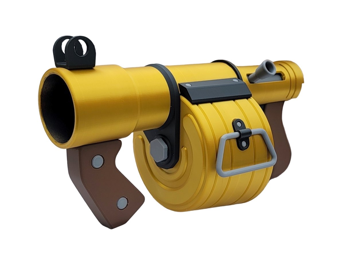 plasticbruv's tweet photo. Bring the Sticky spam with this behemoth of a prop! Stickybomb Launcher with spring loaded charging handle has landed on our store 💣💣 https://t.co/QTd4LcuyC4