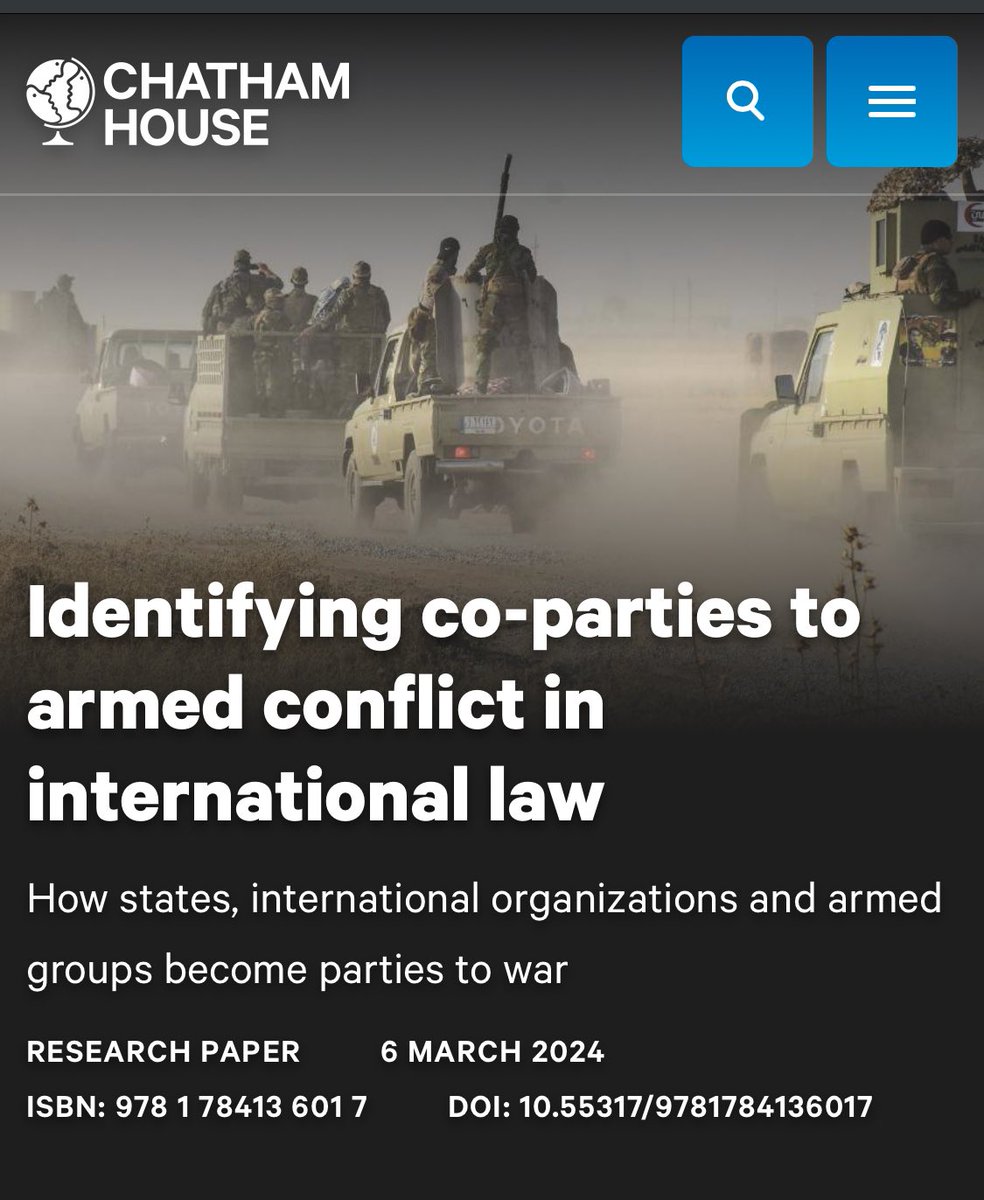 🟢 Discover the intricate web of co-parties in #ArmedConflicts. This article delves into the legal complexities surrounding states, IO, and armed groups' roles in warfare. Essential reading for understanding #ModernWarfareDynamics.

👉🏽 chathamhouse.org/2024/03/identi…