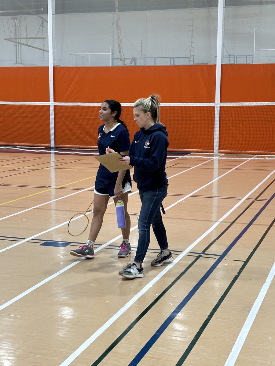 Huskies Badminton today! Coach Schild with some pointers.