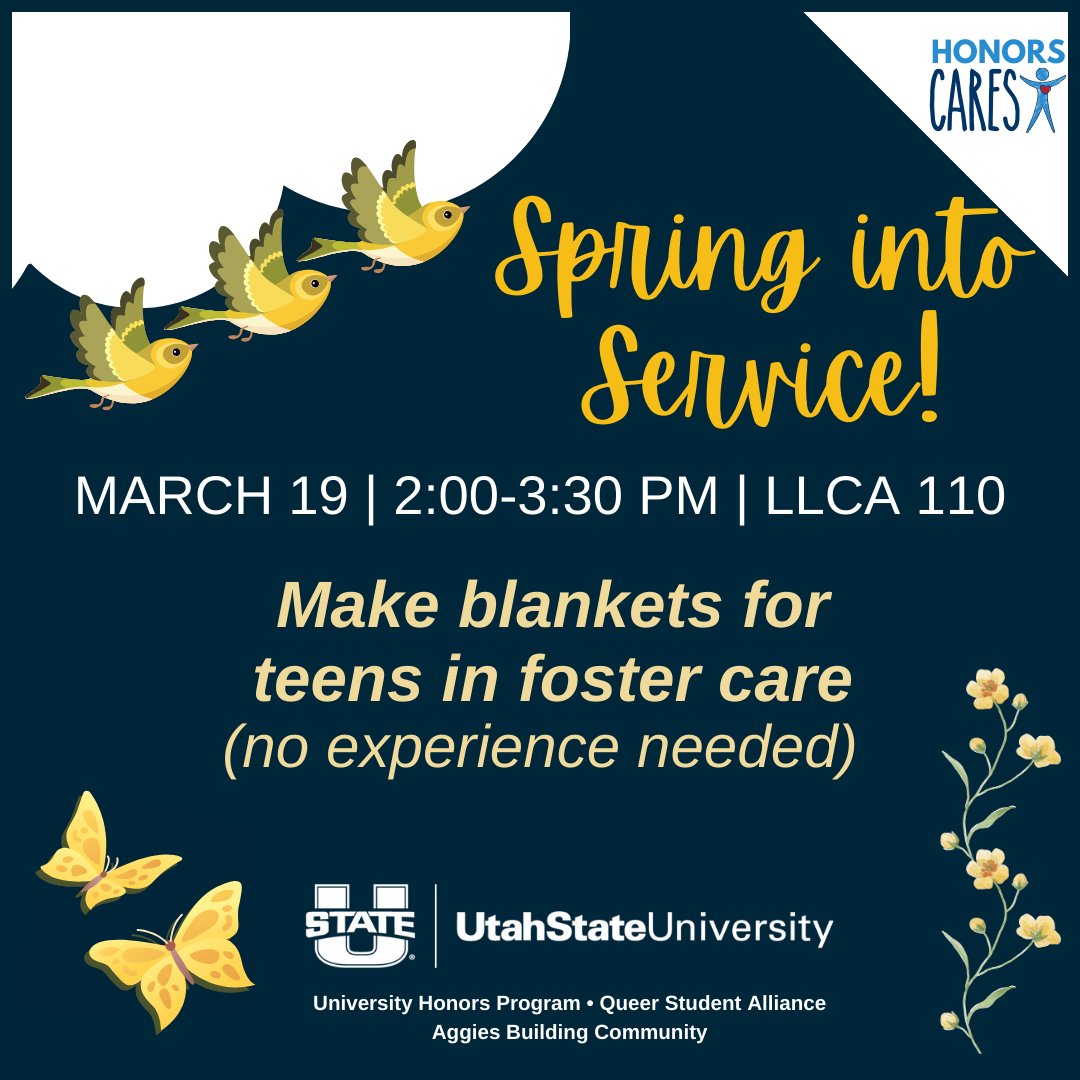 usuhonors's tweet photo. Join us tomorrow, March 19, 2024, from 2:00-3:30 p.m. in LLCA 110 for our service project with the Queer Student Alliance! We will be making blankets for teens in foster care. No prior experience is needed but please register to participate (link in bio). #DareToKnowUSU https://t.co/4c0jBK9rYg