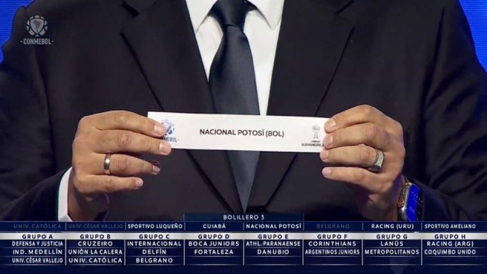 🚨AHORA | #CopaSudamericana 2024

GRUPO D
🇧🇴 #BOCA
🇧🇷Fortaleza
🇧🇴Nacional Potosí