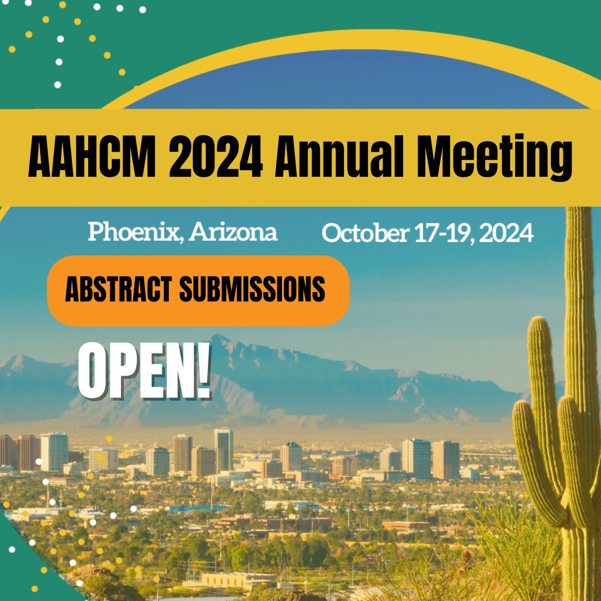 Calling all #presenters! Share your knowledge at #AAHCM2024. Abstract submissions are now open for presentations and posters. The submission deadline is April 1, 2024. aahcm.memberclicks.net/annual-meeting…