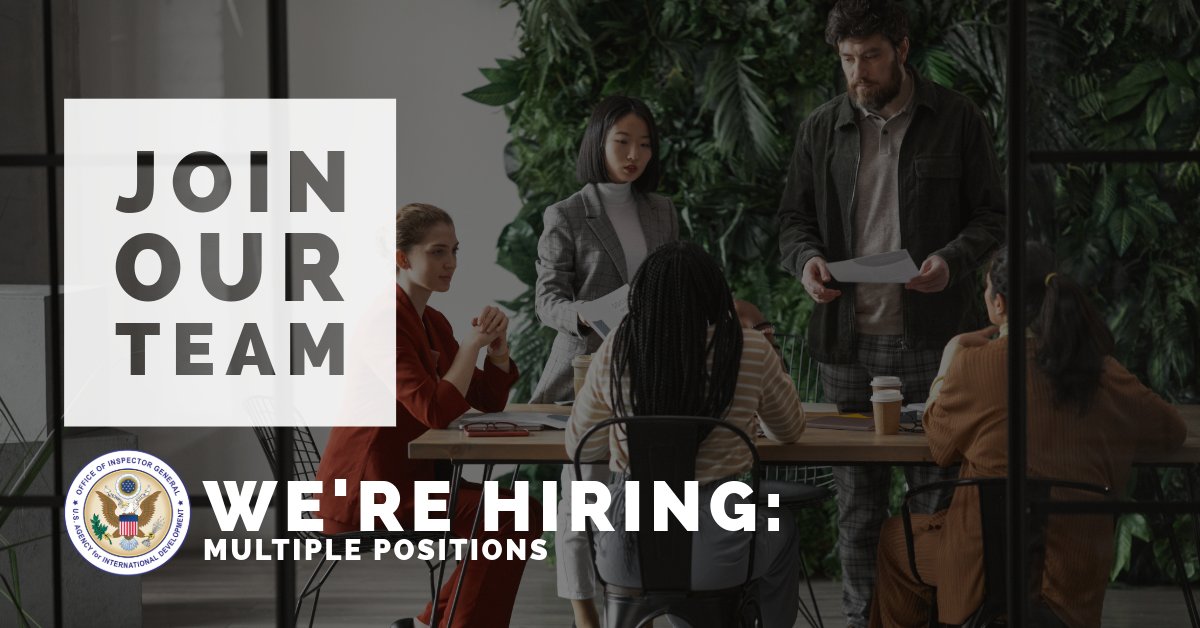 🚨NOW HIRING🚨 We're hiring for the following positions: ✔ Senior Advisor (International Partnerships and Overseas Contingency Operations) ✔ Program Analyst (Contracting Officer Representative/COR) Apply here: oig.usaid.gov/careers