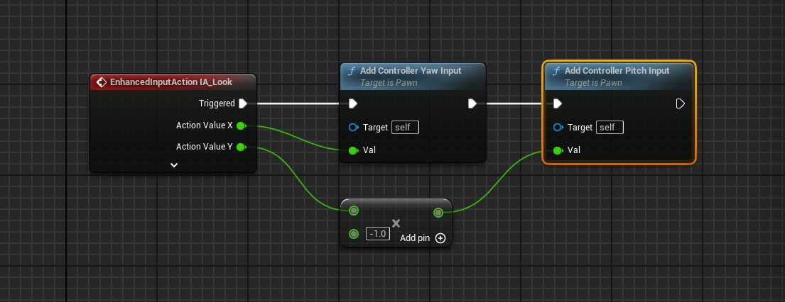 Is Anyone familiar with the enhanced input system in UE5? My mouse was inverted on the y-axis, so I multiplied it by negative 1 to get the correct directions. Am I missing something simple, or is this the proper way to set up mouse movement?
