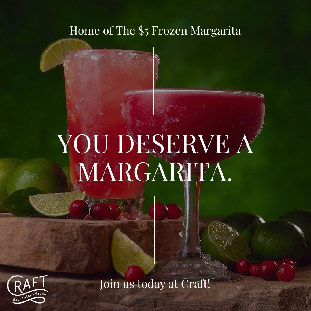 Craft on Colley is your Home of The $5 Frozen Margarita. Stop in today to taste our specialty frozen margaritas for $5 each, every day, all day. 
 
. 
 
#margarita #frozenmargarita #CraftCocktails #CraftOnColley