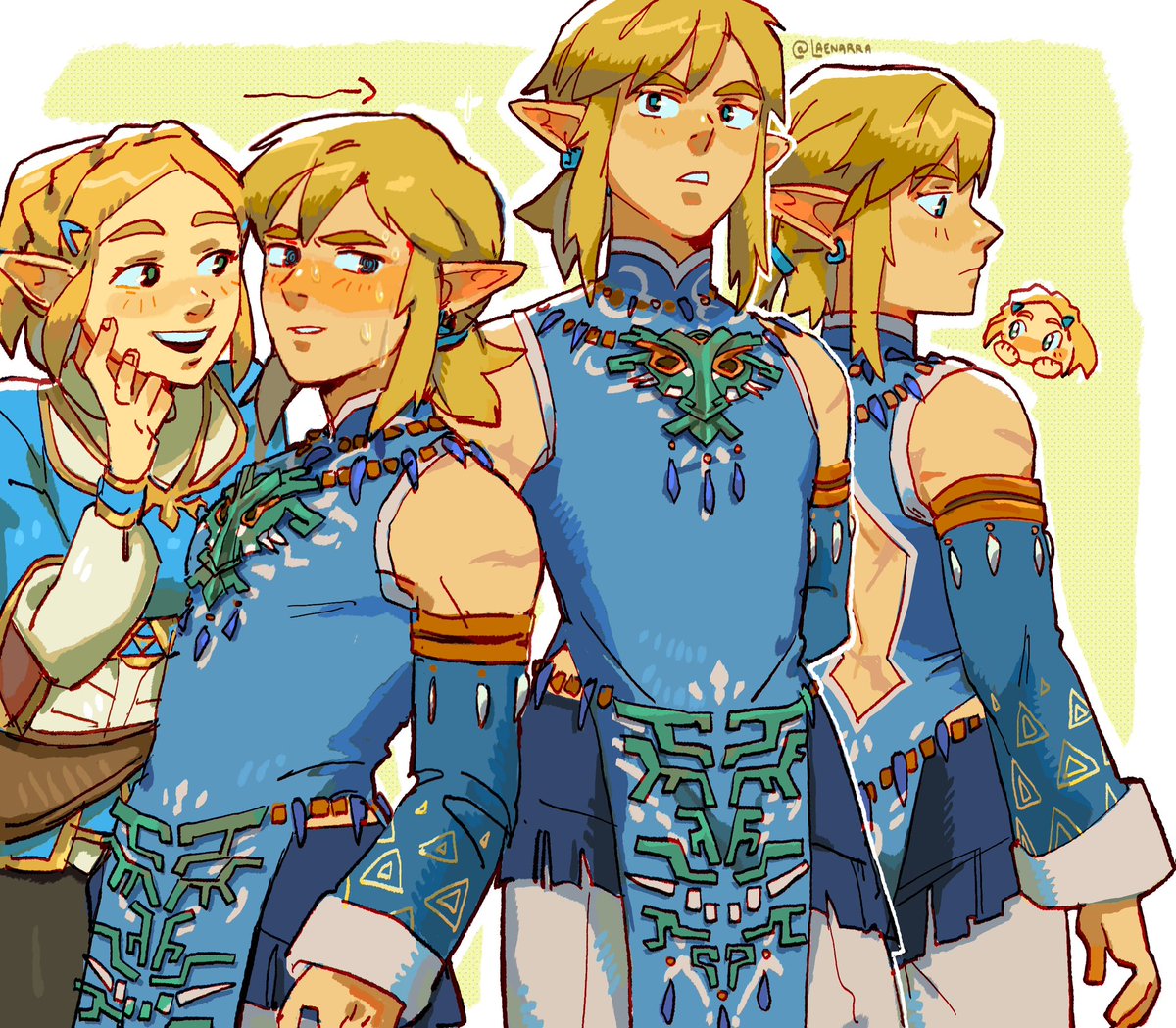 Laenarra's tweet photo. I uh. Passed out and this magically appeared on my screen. I like how I haven’t played totk for like a month and I open the game just for screenshots 😹😹 did a few side quests here and there and spent 3 hours playing anyway #totk #zelink https://t.co/r3wgzQCuwH