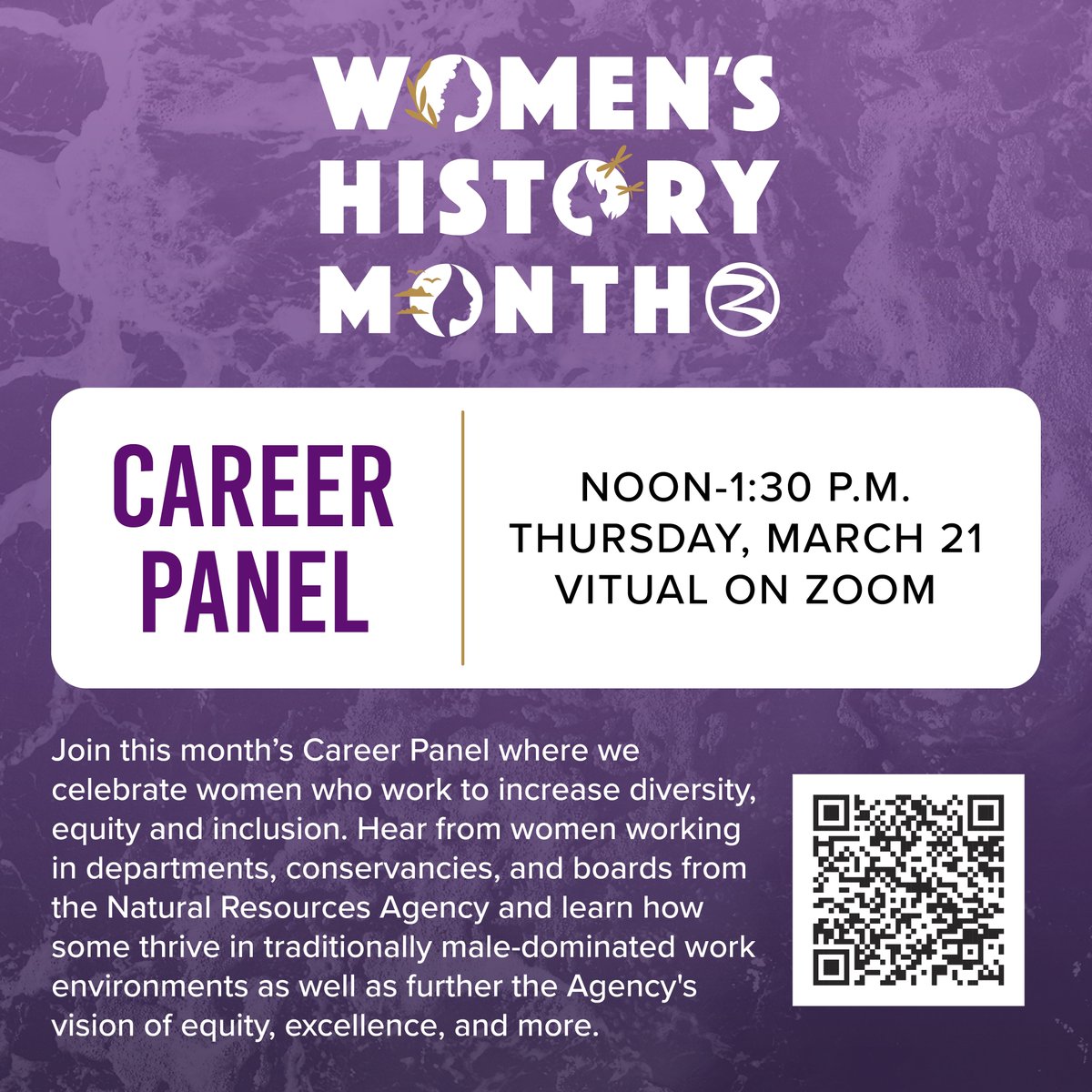 Join us this Thur at noon for a #WomenHistoryMonth career panel to hear from CNRA women leaders on what it takes to thrive in traditionally male-dominated work environments as well as further the Agency's vision of equity, excellence, and more. Register➡️energy.zoom.us/webinar/regist…