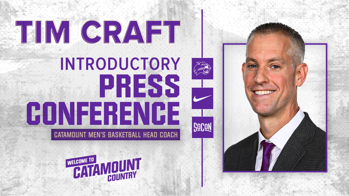 Catamount Athletics will hold a special press conference on Tues., March 19, in the Ramsey Center Hospitality Room at 2 p.m. to introduce Tim Craft as head @CatamountMBB coach. Watch ESPN: tinyurl.com/yam498rt Facebook: tinyurl.com/kujck5zy YouTube: tinyurl.com/yc2r9zaf