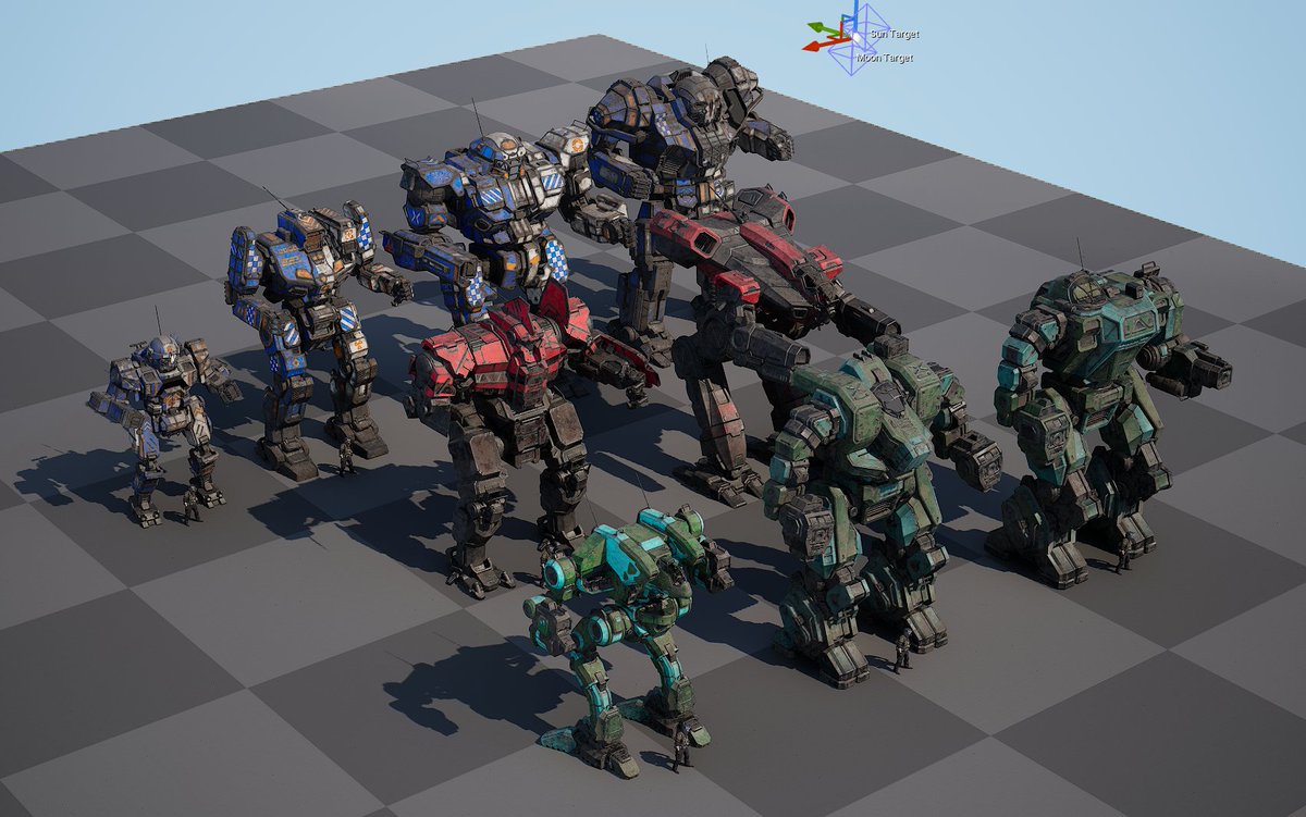 C4K96's tweet image. Mechwarrior: Online Mechs in #Unreal5 ? 

Works! Kinda cool... Massive props to Markemp/Heffay _still_ updating the tools. 

#Mechwarrior #Battletech