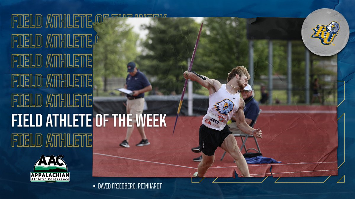 AAC Sports (@aacsports) on Twitter photo Congrats to David Friedberg of <a href="/RU_Eagles/">Reinhardt Athletics</a> on being named the #AACMTRACK Outdoor Field Athlete of the Week - bit.ly/4ag4eLj
#NAIAMTrack #ProudToBeAAC Congrats to David Friedberg of <a href="/RU_Eagles/">Reinhardt Athletics</a> on being named the #AACMTRACK Outdoor Field Athlete of the Week - bit.ly/4ag4eLj
#NAIAMTrack #ProudToBeAAC