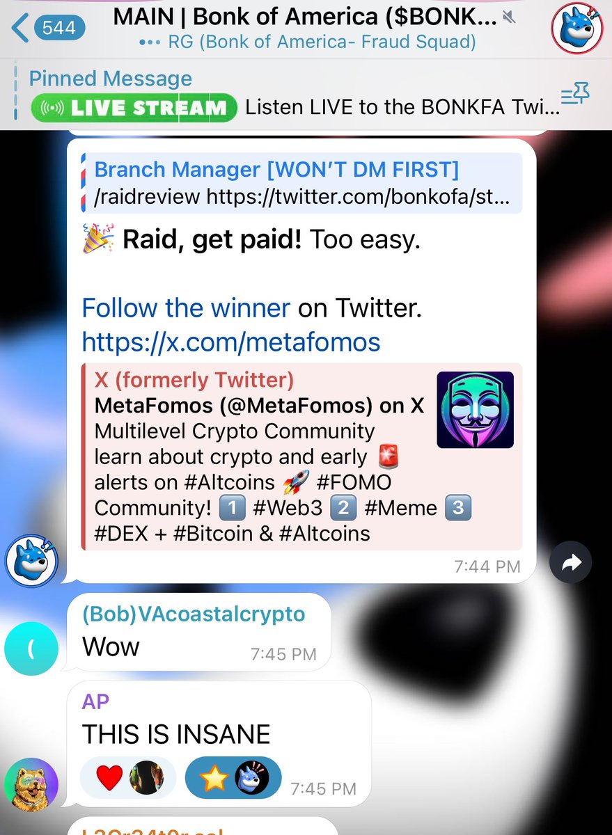 🔢💻 Results of the first AI Raid Review beta test… 🏆 In seconds, the Bonk Teller AI reviewed the raid replies, scored them, suggested improvements, and chose our first-ever winner 💳 And @MetaFomos was AUTOMATICALLY paid in our native token $BONKFA!