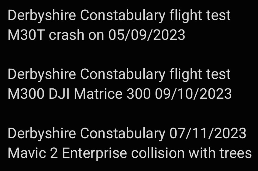 UAVHive (@uavhive) on Twitter photo Oh wow, maybe one for a journo in the Midlands, but the grapevine says #Derbyshire #Police failed their <a href="/UK_CAA/">UK Civil Aviation Authority</a> audit miserably & it is worrying that FOIA reveals they appear to be crashing pretty large (by commercial standards) drones while even just training. Oh wow, maybe one for a journo in the Midlands, but the grapevine says #Derbyshire #Police failed their <a href="/UK_CAA/">UK Civil Aviation Authority</a> audit miserably & it is worrying that FOIA reveals they appear to be crashing pretty large (by commercial standards) drones while even just training.