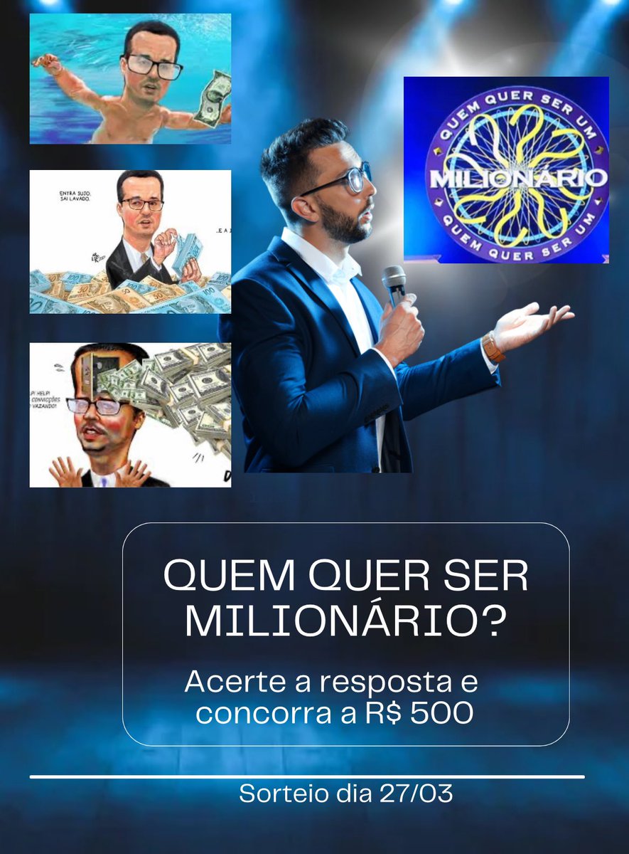 💰💰💰 SORTEIO QUEM QUER SER MILIONÁRIO ? Responda nos comentários, acerte e concorra a R$ 500.-. Você poderá ficar com o prêmio ou, doar para uma entidade/alguém que precise mais que vc. VÁLIDO PARA TODOS, ATÉ MESMO PARA BOLSONARISTAS. (Só não pode usar o dinheiro do prêmio