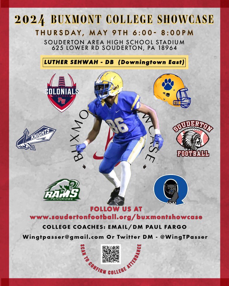 I will be attending the #BuxmontShowcase on May 9th to show off my talents  @DTownFball @WingTPasser