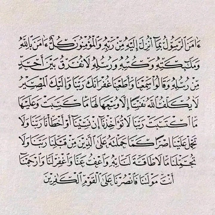 قال رسول الله ﷺ:

مَن قرَأ الآيتينِ مِن آخِرِ سورةِ البقرةِ في ليلةٍ كفَتَاه ♡゙