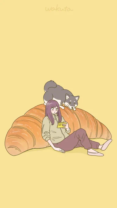 柴犬とデカクロワッサン  #柴犬執事
