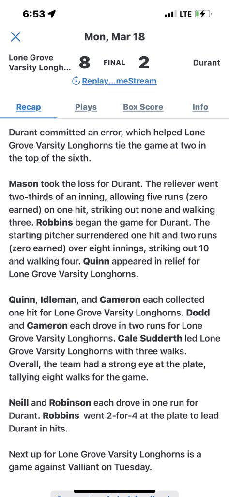 ip : 8.1 / SO : 15 / BB : 2 / 123 pitches 84 strikes