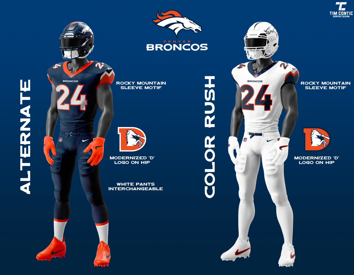 TimContic's tweet photo. My Denver Broncos concept uniforms for the @sportslogosnet design contest @AndrewMLind #NewBroncosUniforms https://t.co/8p2HpTGiWe