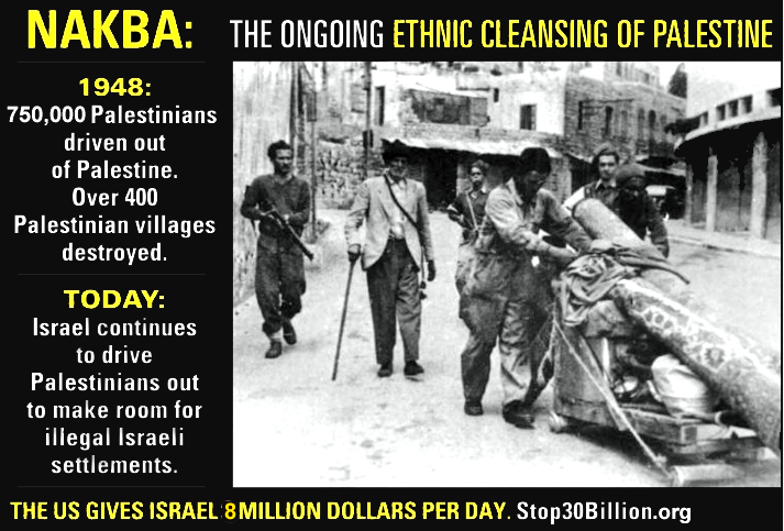@Powerfulmindx @MaxBlumenthal @POTUS @vonderleyen @RishiSunak Nakba: The ongoing ethnic cleansing of Palestine by #ApartheidisrUSA since 1948. #BDS #STOPLIARS