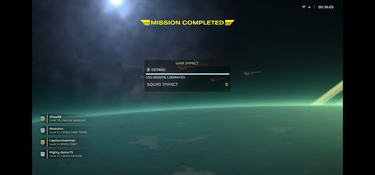 Rough day of fighting today.  We lost lives, we cried, we celebrated, we sweated.

But we did our part for democracy!

#HelldiversII #Helldivers2 #PS5 #PlayStation5 <a href="/helldivers2/">HELLDIVERS™ 2</a>